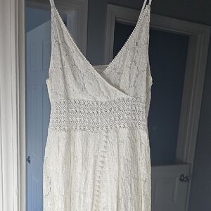 Cream Spaghetti Strap Sleeveless Wedding Dress